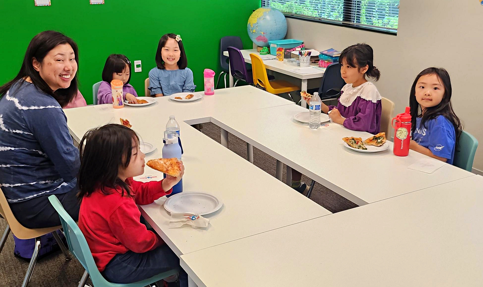 having lunch with friends